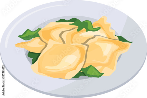 Tortellini dish cartoon icon. Traditional italian food