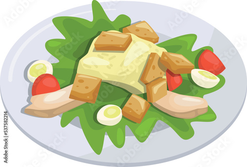 Caesar salad cartoon icon. Italian cuisine food