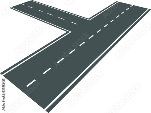 Asphalt street road in perspective. Highway path crossing