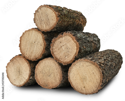 pile of six logs isolated, png photo