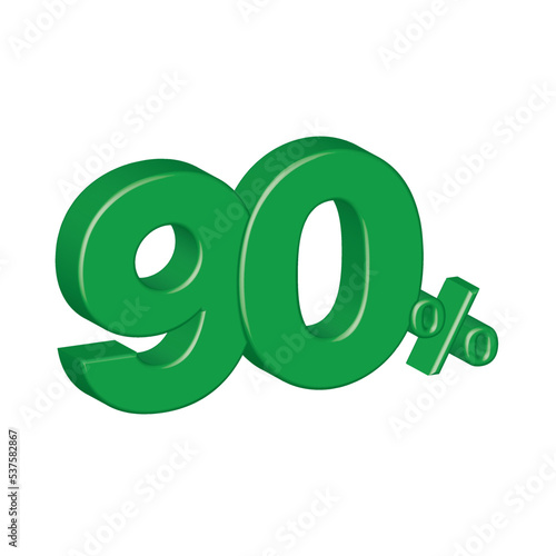 90 ninety 3d plastic effect number percentage symbol