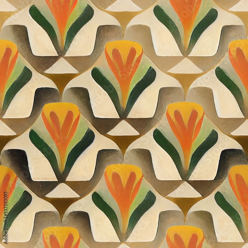 Art Deco style design geometric seamless pattern earthy colors ornamental wallpapers fashion print elegant rich modern oriental classic royal stylish monochrome textile. Background.