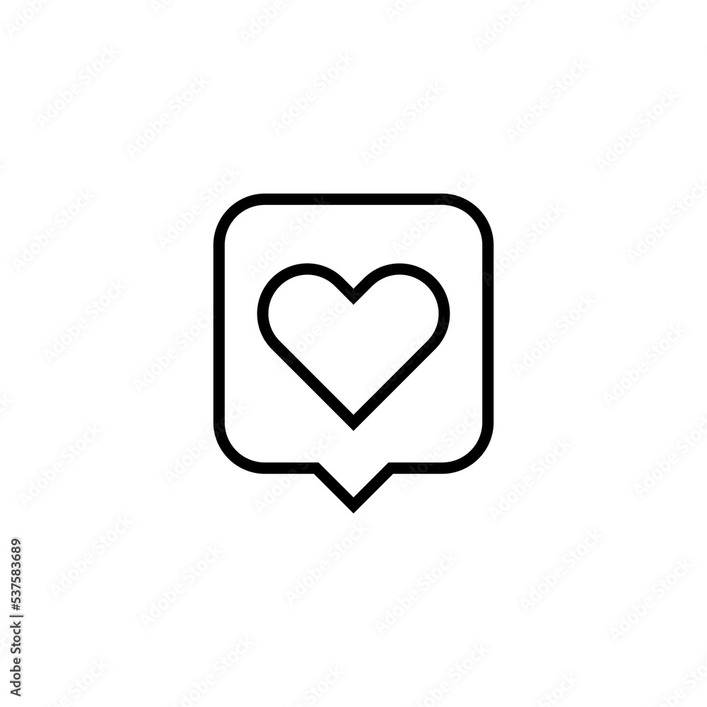 Speech bubble with heart line icon. Love message linear style Speech bubble with heart line icon. Love message linear style