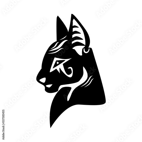black egyptian cat head vector illustration, perfect for logos, icons, mascots, cat lovers, children's clothes, children's books, etc.