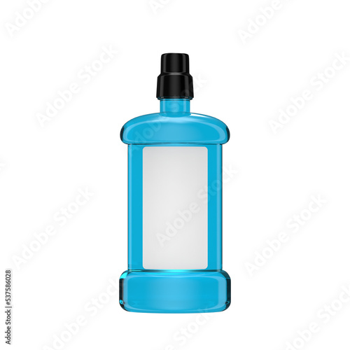 Realistic mouthwash bottle 3D render mockup