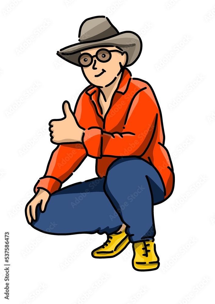 illustration the cowboy was standing and looked at something. along with wearing his cool hat illustration the cowboy was standing and looked at something. along with wearing his cool hat