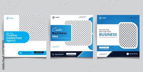 Business social media design corporate flayer blue website banner template. photo