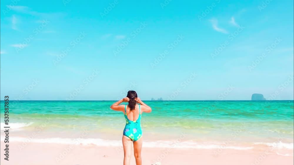 girl on the beach,Beautiful young woman at luxury hotel resort celebrating summer vacation. panoramic view of sand beach. Girl enjoy sunny clear water on travel holiday. Perfect for summer background girl on the beach,Beautiful young woman at luxury hotel resort celebrating summer vacation. panoramic view of sand beach. Girl enjoy sunny clear water on travel holiday. Perfect for summer background