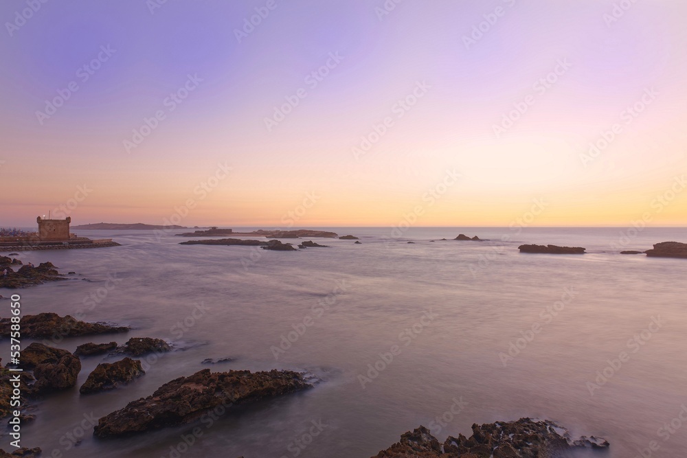 Obraz premium Sunset over Atlantic Ocean in Essaouira, Morocco
