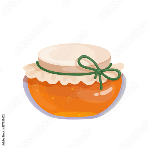 A jar of honey. Useful nectar of honey bees. Cartoon vector graphics.