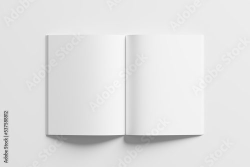 US Letter Size Magazine Brochure 3D Rendering White Blank Mockup