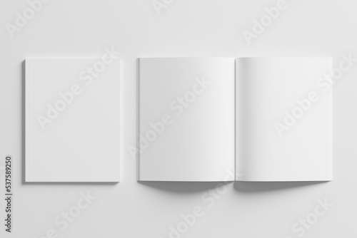 US Letter Size Magazine Brochure 3D Rendering White Blank Mockup