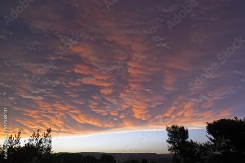 Amazing sky over Provence with mamutus clouds