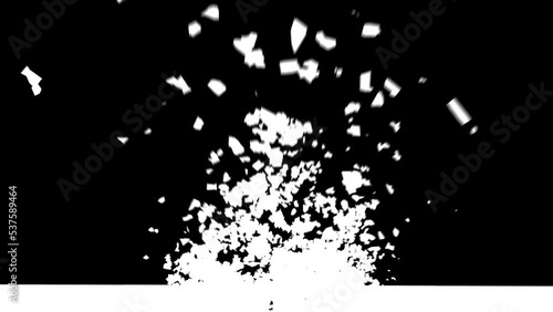 Ground collapse effect on a green screen background.  3D Illustration design.