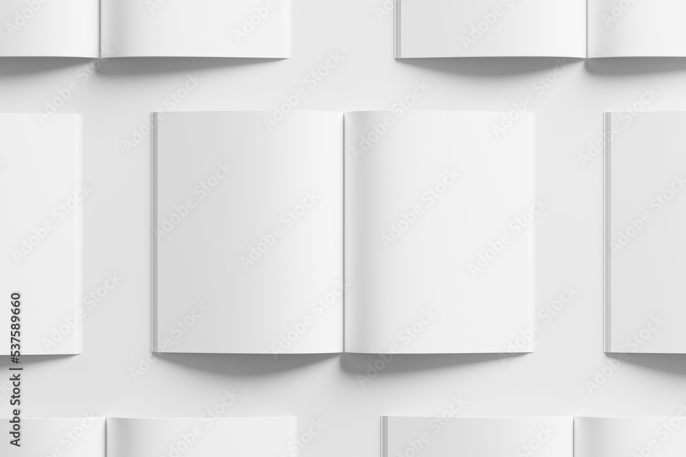 US Letter Size Magazine Brochure 3D Rendering White Blank Mockup US Letter Size Magazine Brochure 3D Rendering White Blank Mockup