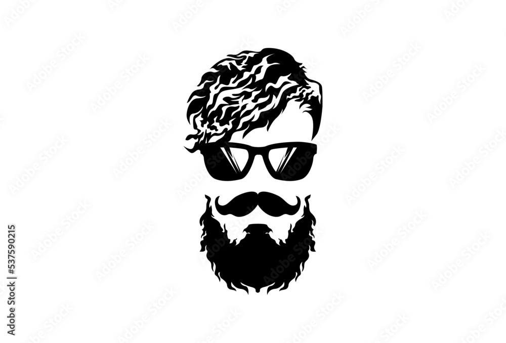 Illustration Vector graphic of Hipster man hairstyle with mustache and beard fit for Barbershop Concept etc. Illustration Vector graphic of Hipster man hairstyle with mustache and beard fit for Barbershop Concept etc.