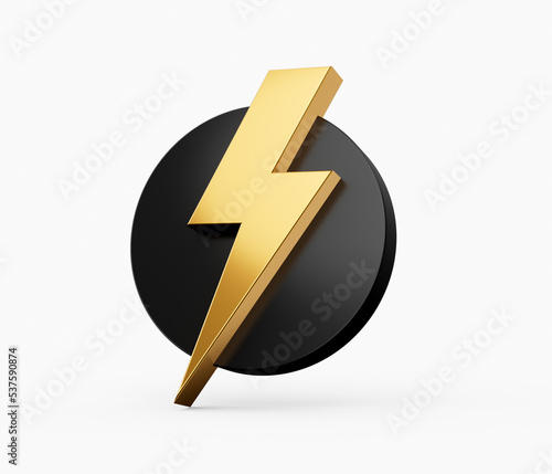 Free Download ThunderBolt Logo Design Concept in a Black Circle 3d illustration - GFXLoad