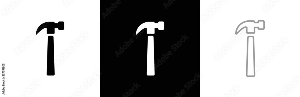 Hammer icon. Hammer icon set. Hammer button symbol. Filled flat sign. Vector illustration. Hammer icon. Hammer icon set. Hammer button symbol. Filled flat sign. Vector illustration.