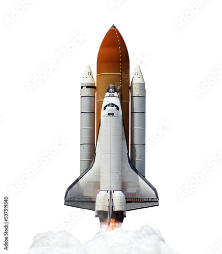 Photo Shuttle spaceship launch isolated