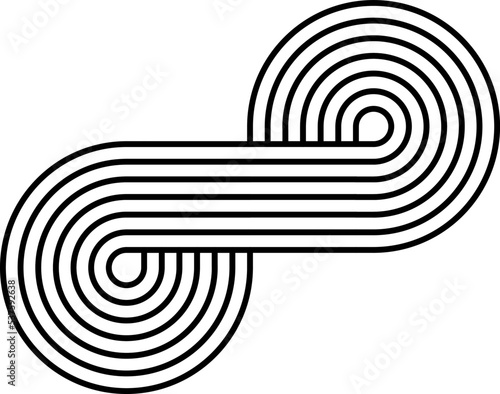 Infinity gometric black line symbol in mid century style