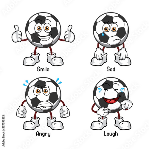 Set of cartoon ball character, Cute football emoticon