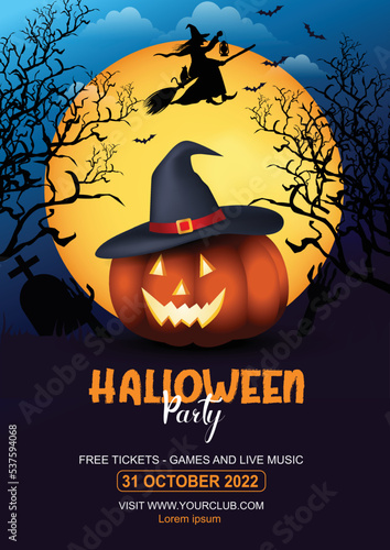 happy Halloween party poster. vector illustration design