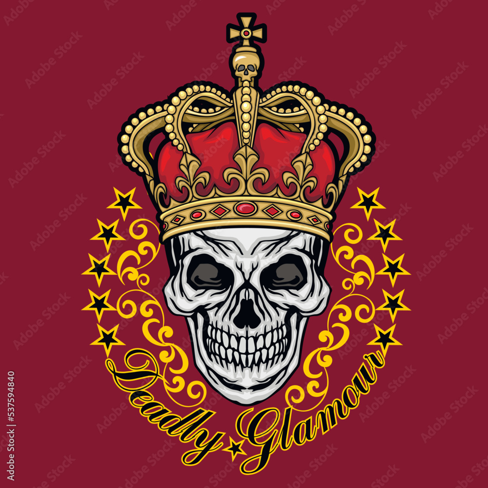 Gothic sign with skull with crown, grunge vintage design t shirts