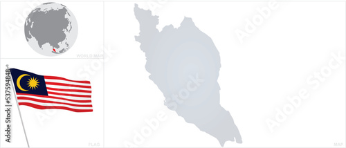 Malaysia map and flag. vector