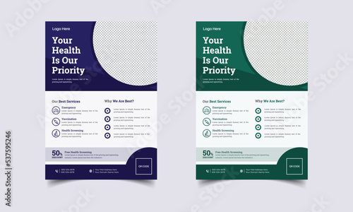 Medical flyer template vector.