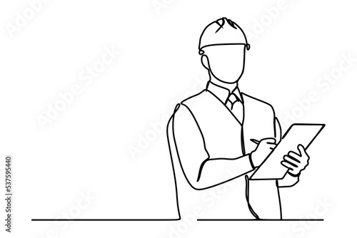 Continuous line drawing of construction worker