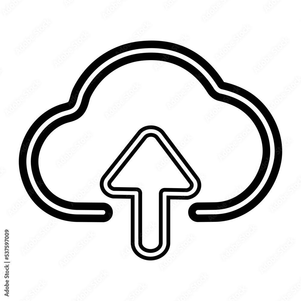 cloud upload icon vector import data storage with arrow up symbol, upload cloud computing icon
