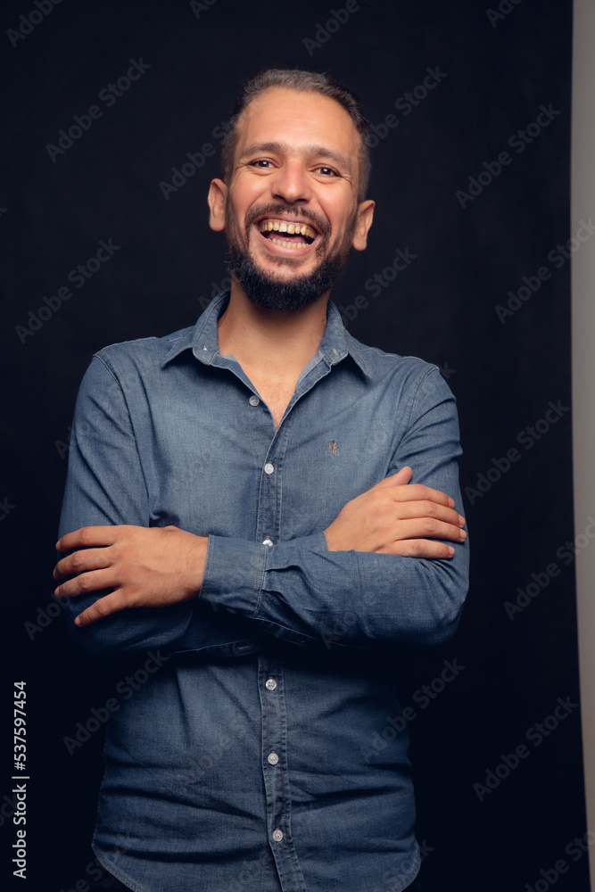 White man smiling, in studio, gray hair White man smiling, in studio, gray hair