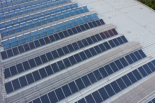 Solar panel on the building roof top