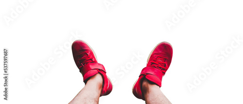 legs in red shoes isolated on white