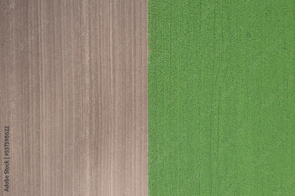 Fototapeta premium Aerial view of dirt and grass