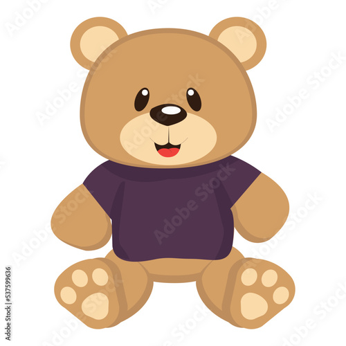Cute teddy bear in a T-shirt. Vector illustration isolated on white background.