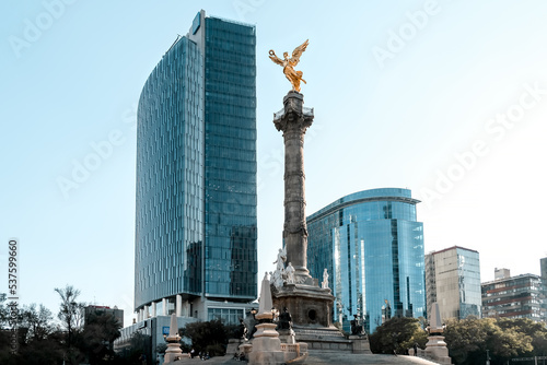 The Angel of Independence statue in the center of a roundabout of Paseo de la Reforma avenue in Mexico City, Mexico photo