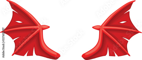 Devil wings. Cartoon red monster costume element
