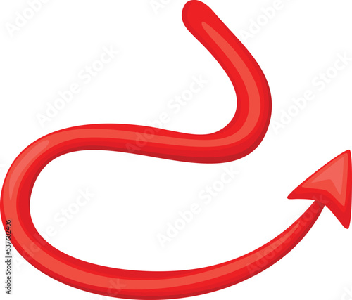 Demon tail. Cartoon devil element. Satan symbol