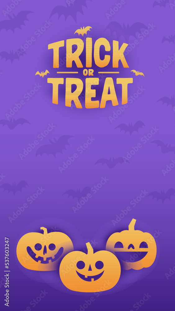 Halloween banner with copy space. Trick or treat lettering sign with bats and carved pumpkins. Cute and funny spooky style. Halloween banner with copy space. Trick or treat lettering sign with bats and carved pumpkins. Cute and funny spooky style.