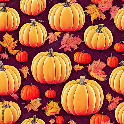 illustrated autumn harvest pumpkin background. 