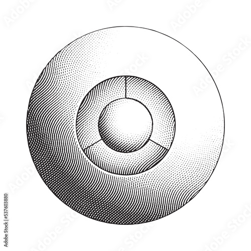 Scratchboard Engraved Abstract Round Shape