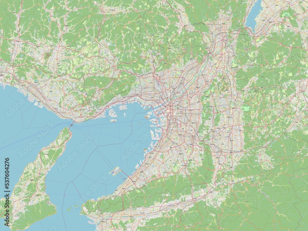 Fototapeta premium Osaka, Japan. OSM. No legend