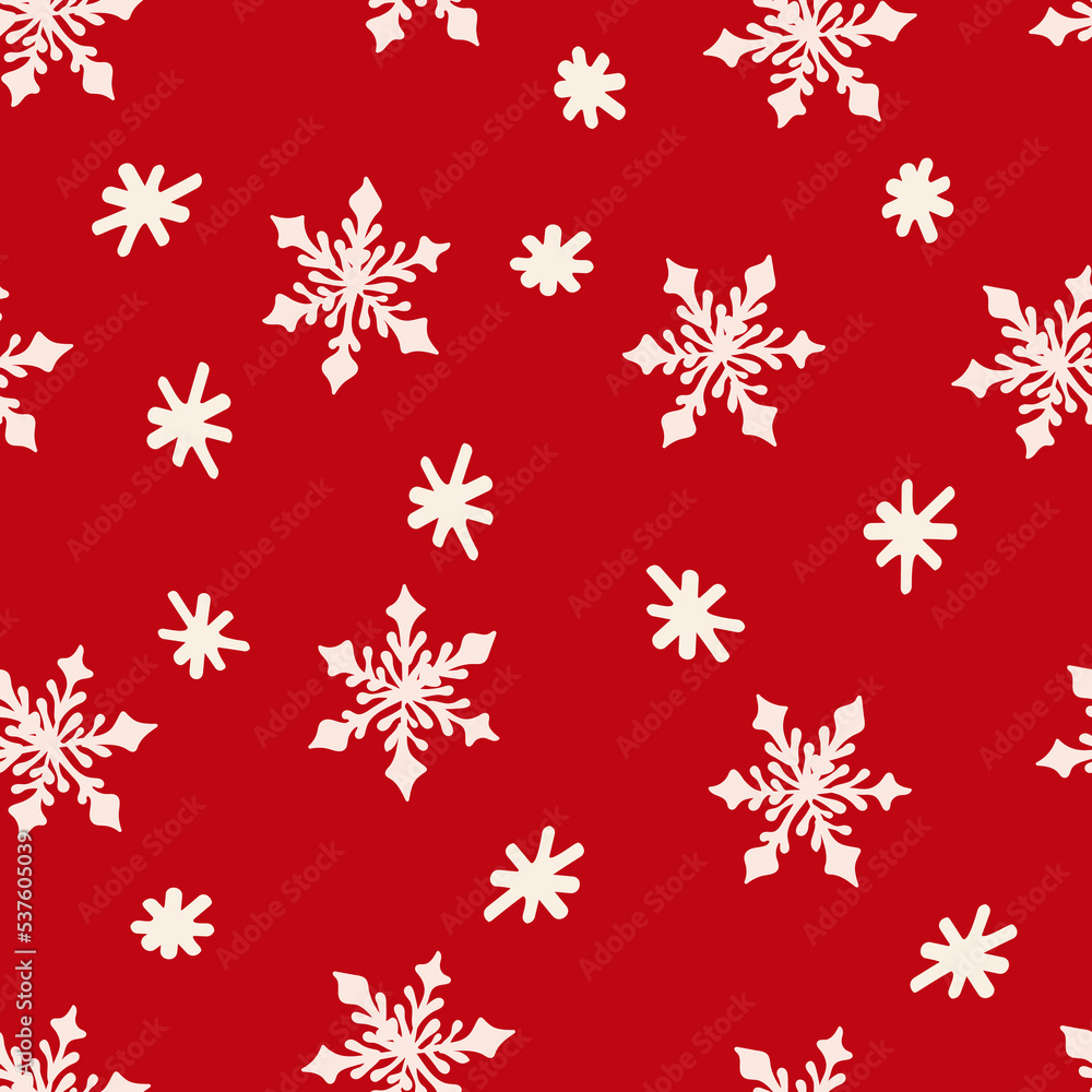 Seamless pattern with snowflakes on a red background Christmas pattern. Winter picture Seamless pattern with snowflakes on a red background Christmas pattern. Winter picture