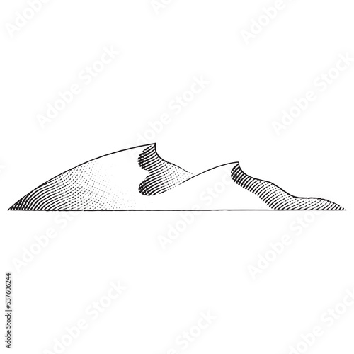 Scratchboard Engraved Illustration of Dunes