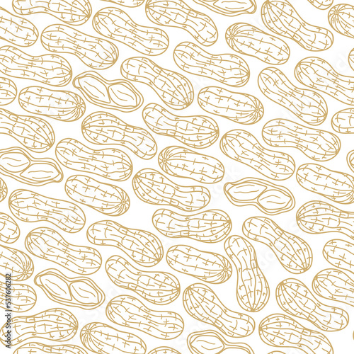 Seamless pattern with hand drawn peanuts