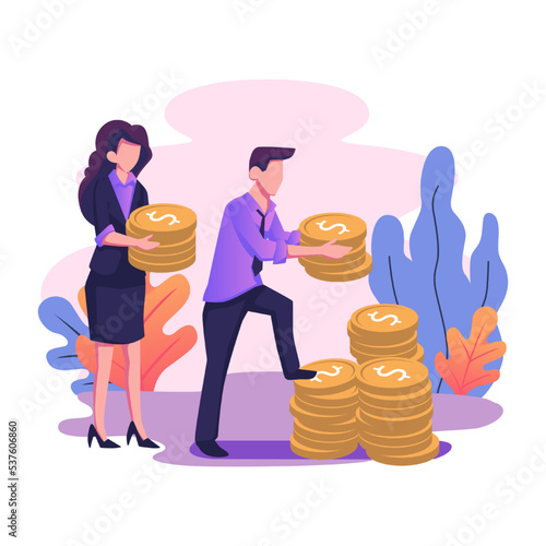 Business porters a successful team the investor holds money in ideas financing of creative project