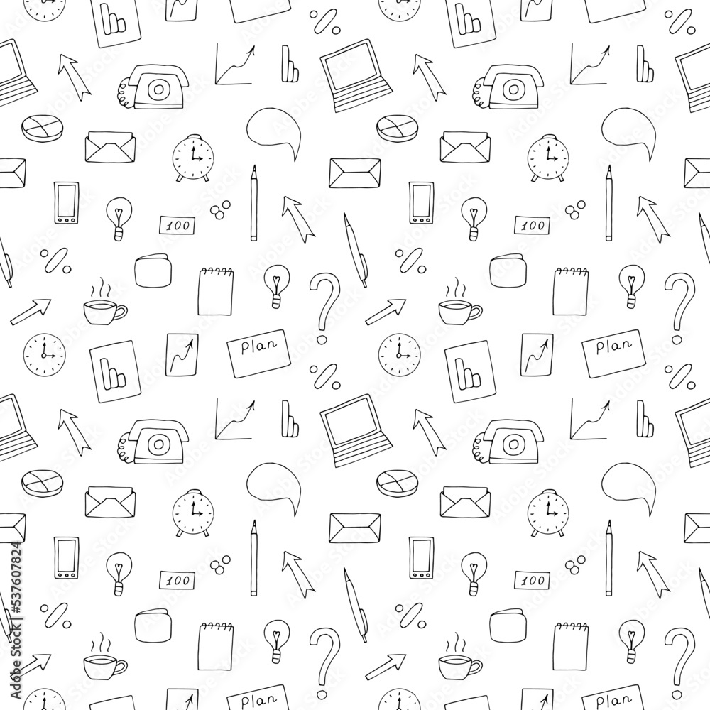 Business planning seamless pattern vector illustration, hand drawing doodles Business planning seamless pattern vector illustration, hand drawing doodles
