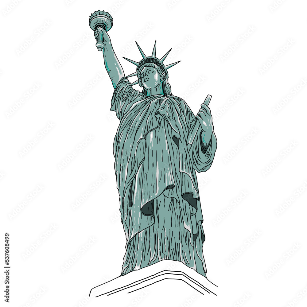 Fototapeta premium Cute New York Statue of Liberty with smile face print for t-shirt