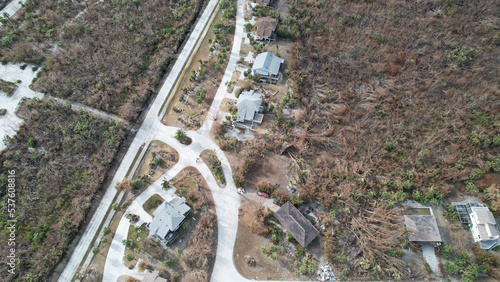 aerial view of homes after hurricane ian photo